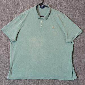 Polo Ralph Lauren Polo Shirt Mens XXL Green Classic Fit Short Sleeve Flesh Pony